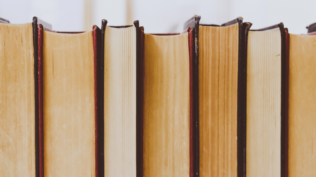 row of books, spine-in